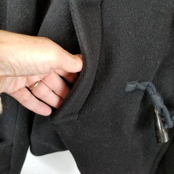 Banana Republic Women's Black Wool Blend Toggle Button Pea Coat Size L Large - Picture 5 of 7